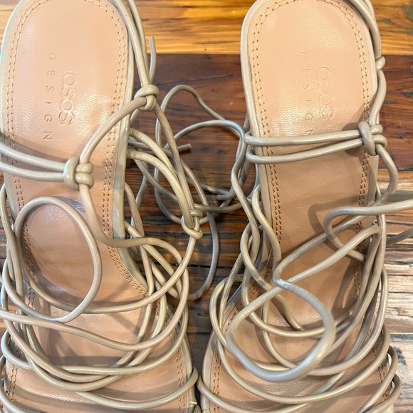 Elegant Beige Strappy Women's Heels - Picture 7 of 7